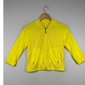 Athleisure Calvin Klein Performance Womens XS Neon Yellow Striped Bomber Jacket